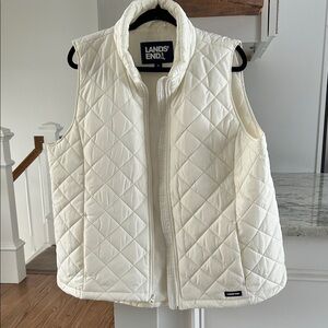 Lands' End Ivory Quilted Vest